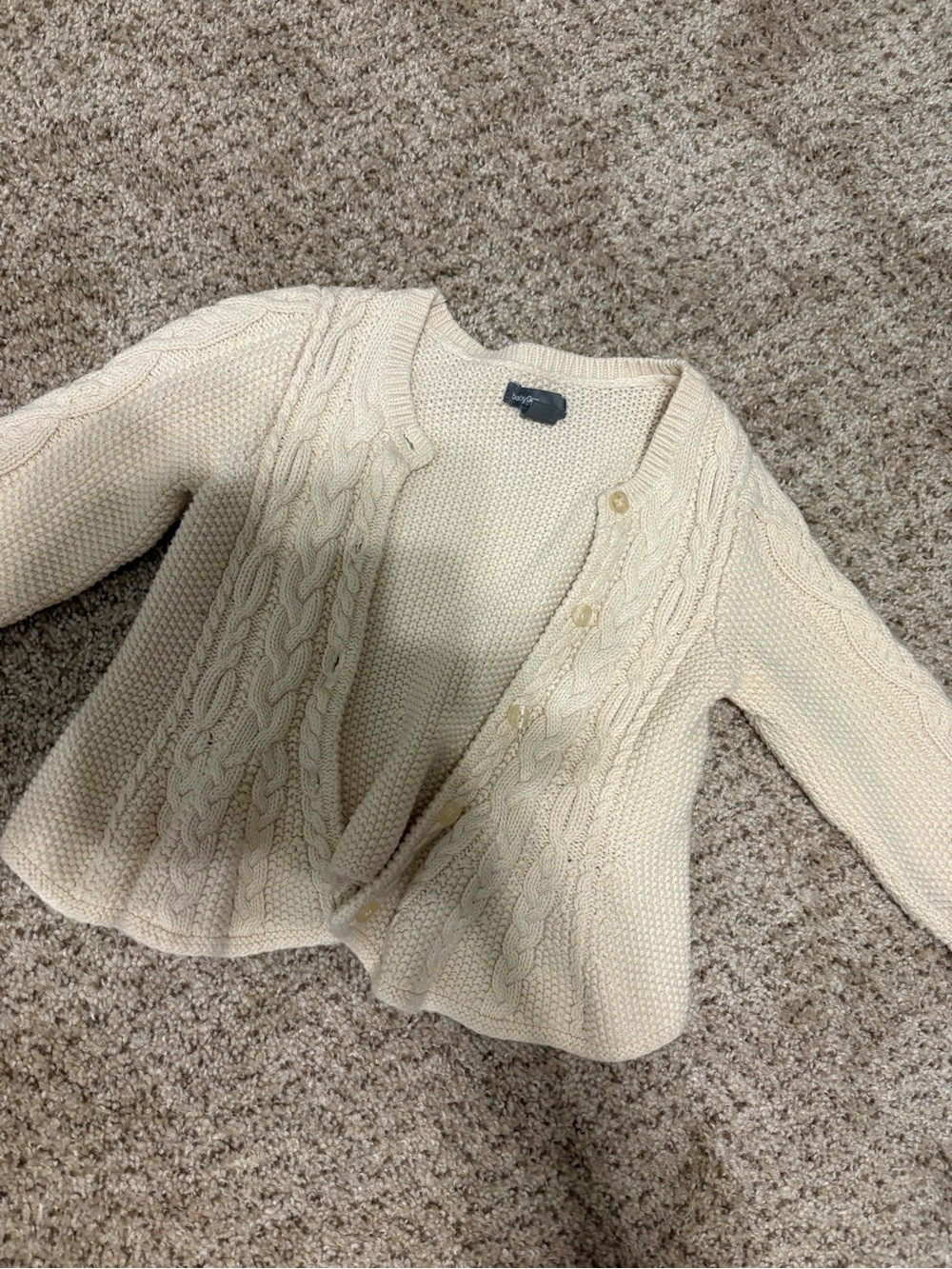 GAP Cream Cable Knit Button-Front Cardigan